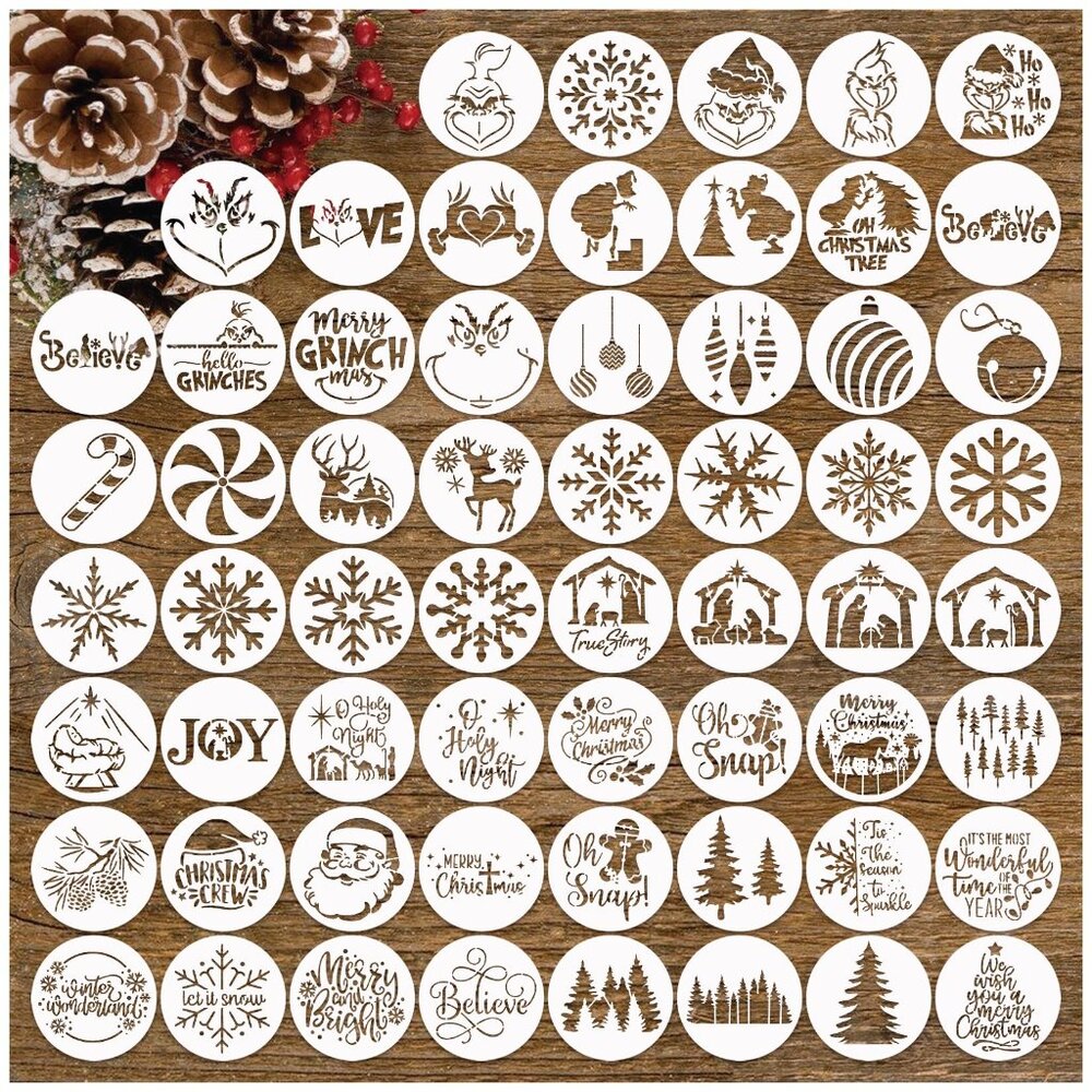 Small Christmas Stencils for Painting on Wood 60-3” Reusable Stencils, NEW